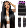 Brazilian Virgin Straight Hair 3 Bundles 12 12 12Inch 100%Unprocessed Virgin Remy Hair Straight Human Hair Bundles Natural Black