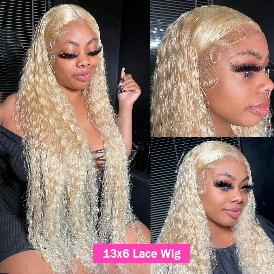 613 Curly Human Hair Wigs for Women Colored 13x4 13x6 Hd Lace Frontal Deep Wave Wigs Blonde Water Wave Lace Front Wig  For Women