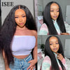 ISEE Hair Wear Go Glueless Wigs Brazilian Kinky Straight 6x4 HD 100% Glueless Preplucked Human Wigs Ready To Go Pre Cut Yaki