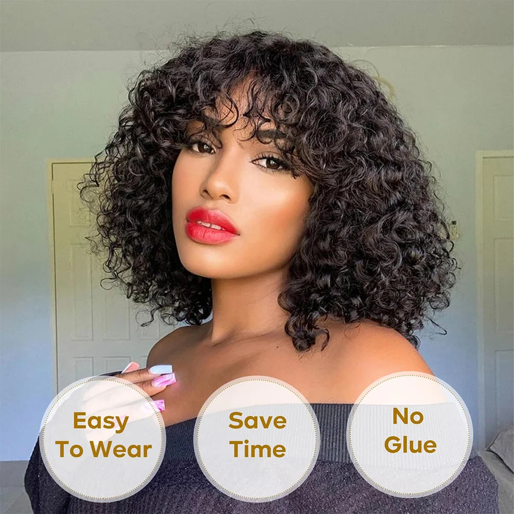 16inch Short Bob Wigs 13x6 Bob Curly Wig Human Hair 100% Human Hair Pre Plucked Water Curly for Women Natural Hairline