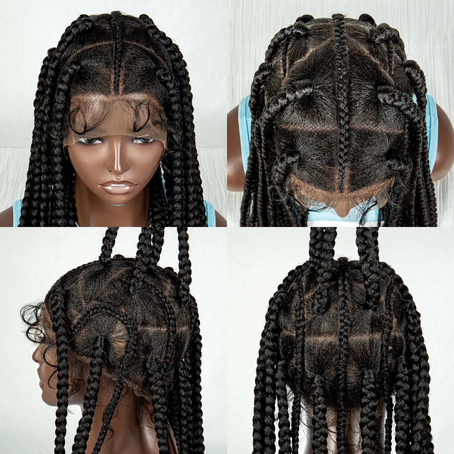 Synthetic Full Lace Braided Wig Knotless Box Braided Wigs for Women Handmade Braided Full Lace Long Cornrow Twisted Braided Wig