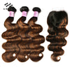 UNICE Hair Balayage Body Wave Human Hair Bundles 3PCS With 4x4 Lace Closure Highlight Bundles With Closure Make 250% Density Wig