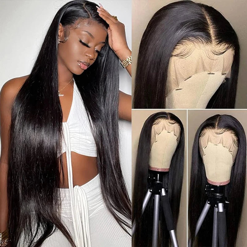 Straight 13x6 Lace Frontal Human Hair Wigs 100% Brazilian Virgin Human Hair For Black Women Natural Hairline with Baby Hair