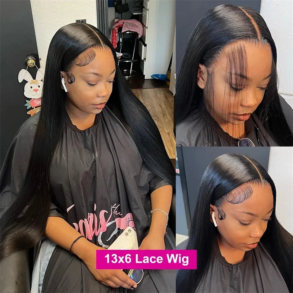 180% 13X4 Lace Frontal Human Hair Wigs Straight 30 36 Inch Transparent 13X6 Lace Front Wig 4x4 Lace Wig Preplucked For Women