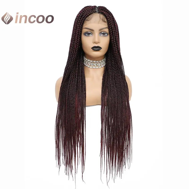 360 Full Lace Frontal Braided Wigs for Black Women Synthetic Box Braids Wig Knotless Cornrow Braid Wigs Goddness Braiding Hair