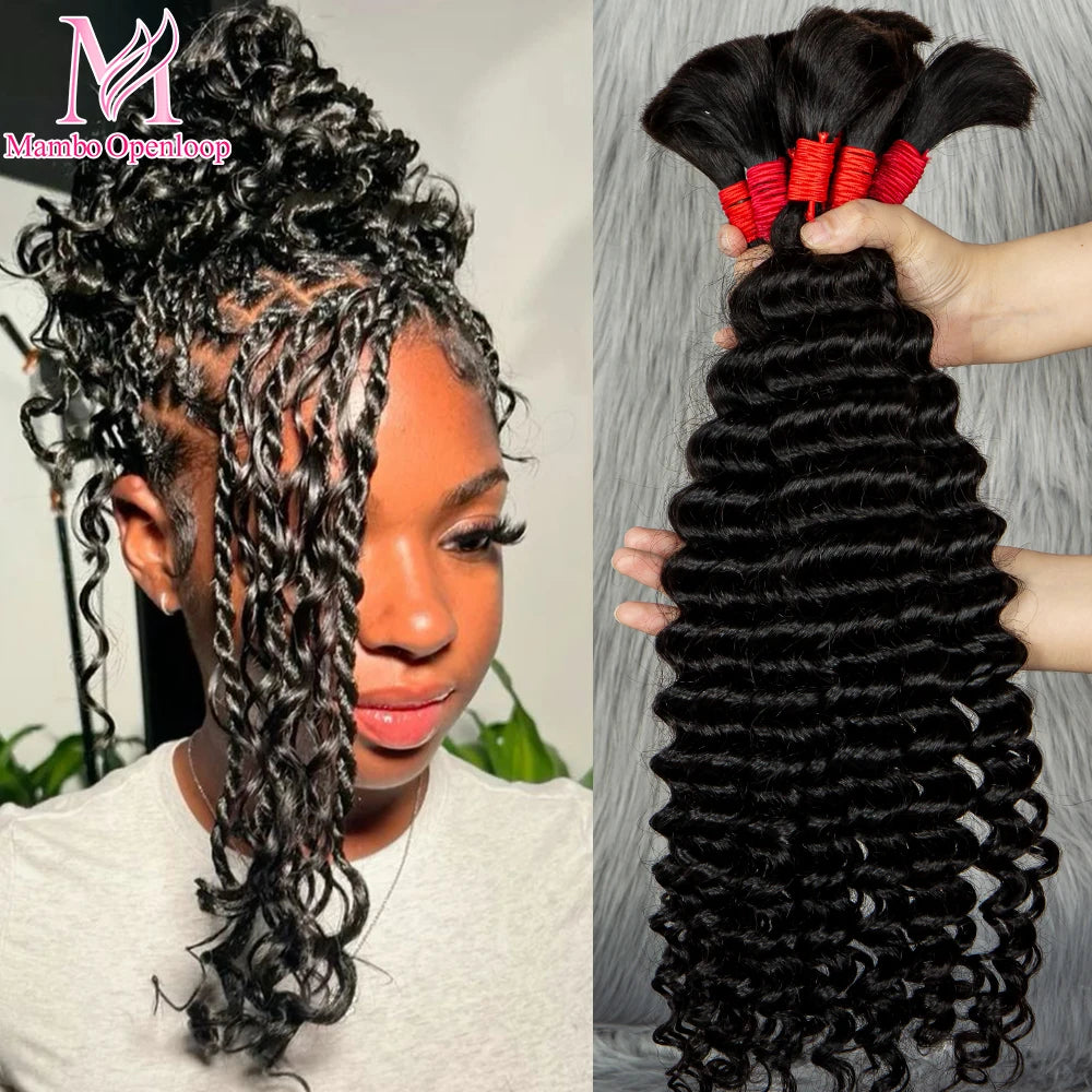 5 colors Boho Braids Human Hair 2/4/6 bundles Bulk Hair For Braiding Boho Locs Add-in Bundles Braiding Hair for Women