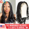 360° Transparent Full Lace Braided Wigs with Wavy Ends Synthetic Knotless Box Braided Lace Wigs with Baby Hair for Black Women