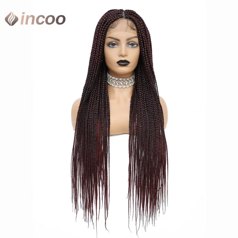 360 Full Lace Frontal Braided Wigs for Black Women Synthetic Box Braids Wig Knotless Cornrow Braid Wigs Goddness Braiding Hair