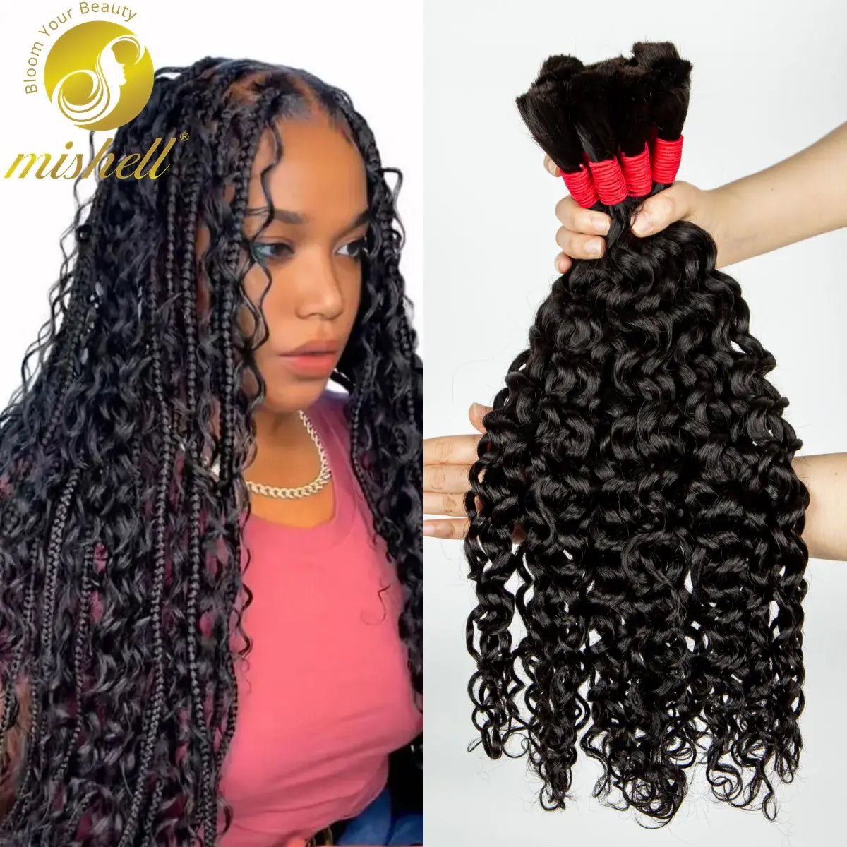 Curly Bulk Braiding Hair Extensions 100% Human Hair Bulk Deep Wave No Weft Ombre Boho Braids Brazilian Virgin Hair Bundles 100g