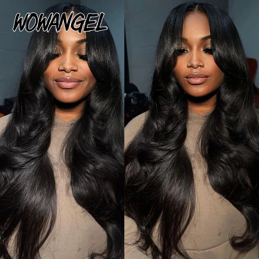 Wow Angel 5x5 HD Lace Closure Wigs Glueless Real HD Lace Wigs Ready to Wear Wigs Deep Part Melt Skins Body Wave Human Hair Wigs