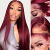 99j Burgundy Lace Front Human Hair Wig 36 Inch Straight Colored Red Lace front Brazilian Hair Wigs for Black Women