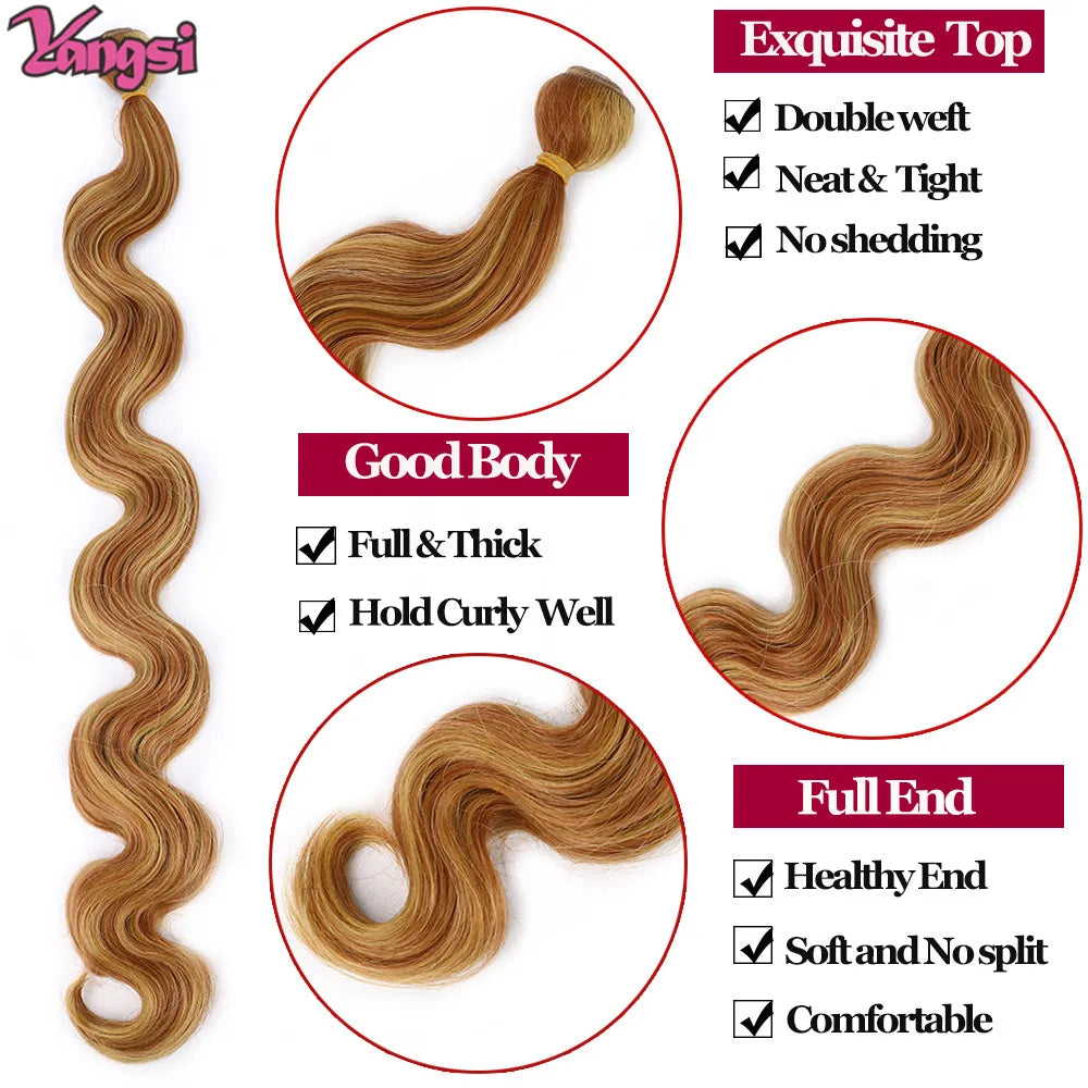 Full Star Body Wave Weft Hair Bundles 26 Inch Soft Long Synthetic Hair Weave Black Ombre Brown 613 Blonde 100g Hair Extension