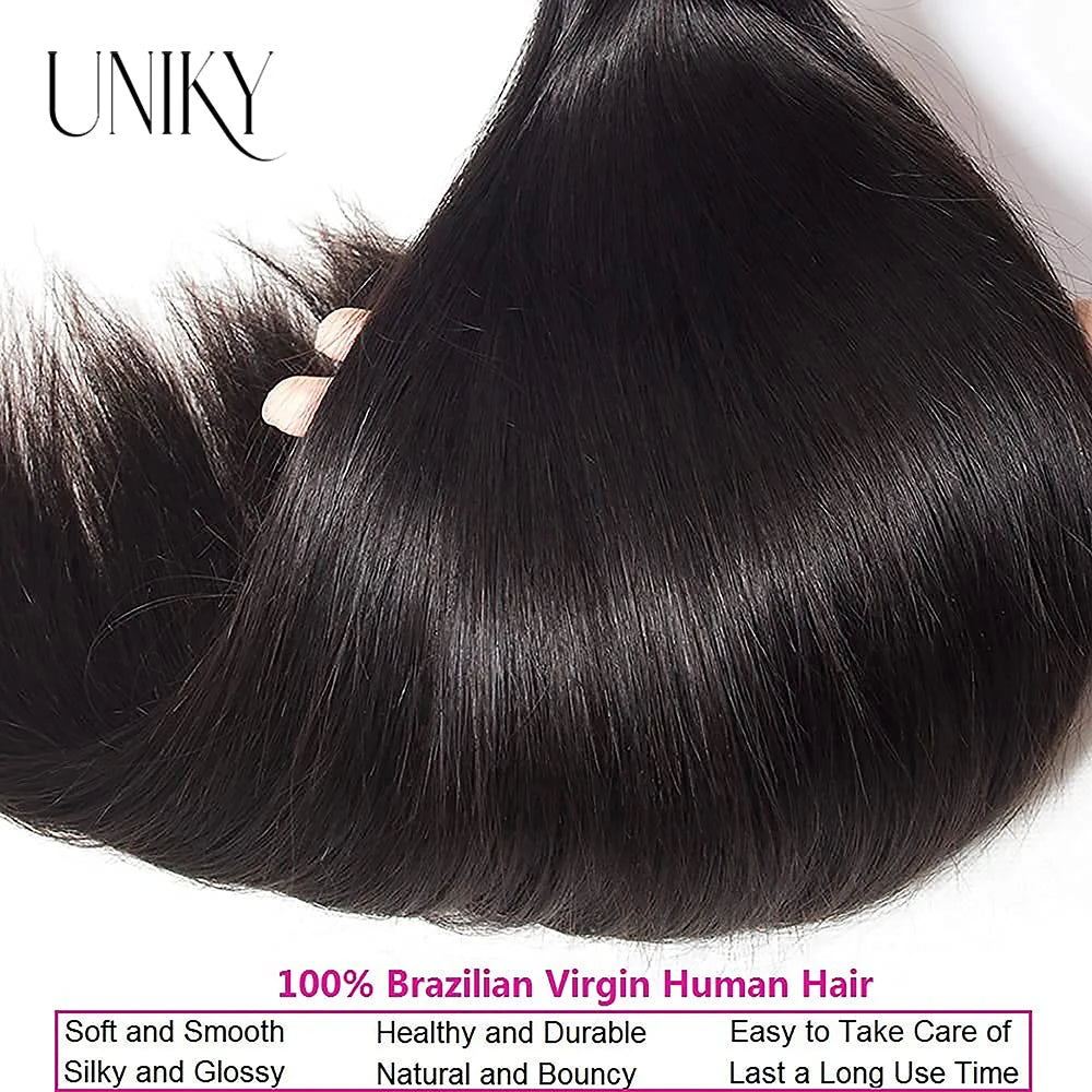 Brazilian Virgin Straight Hair 3 Bundles 12 12 12Inch 100%Unprocessed Virgin Remy Hair Straight Human Hair Bundles Natural Black