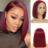 99J Burgundy 13x4 HD Transparent Lace Frontal Bob Wigs Short Straight Bob Wig Pre Plucked 200% Density Brazilian Human Hair Wigs