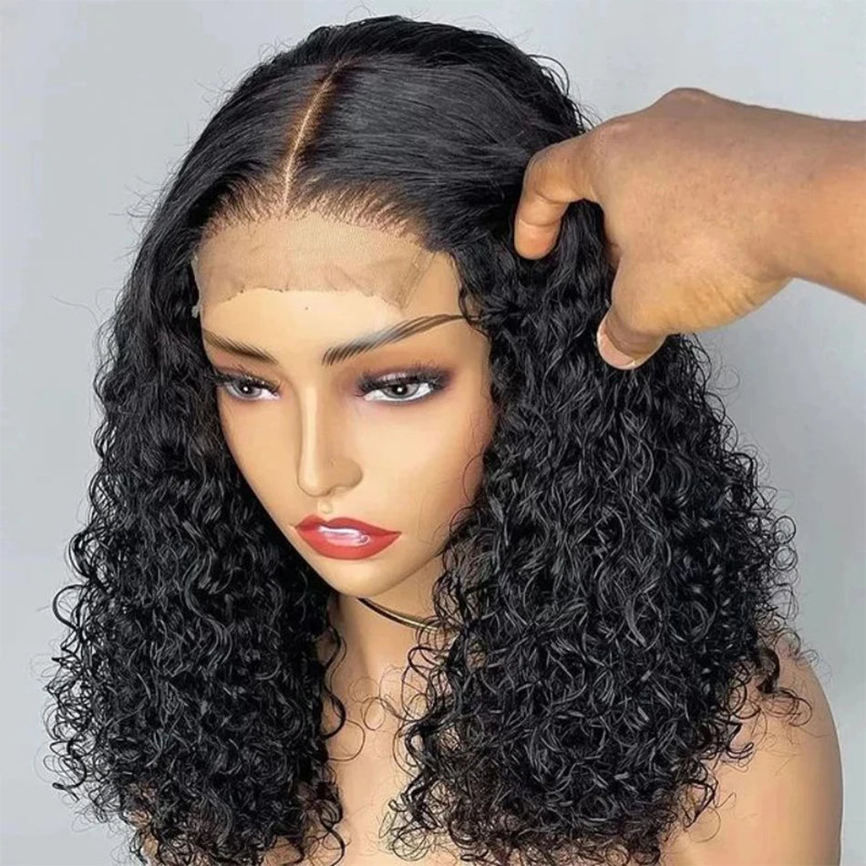 13X4 Curly Short Bob Lace Frontal Natural Human Hair Wigs 200% Density Deep Curly Wave 4x4 Lace Closure Brazilian Remy Hair Wigs