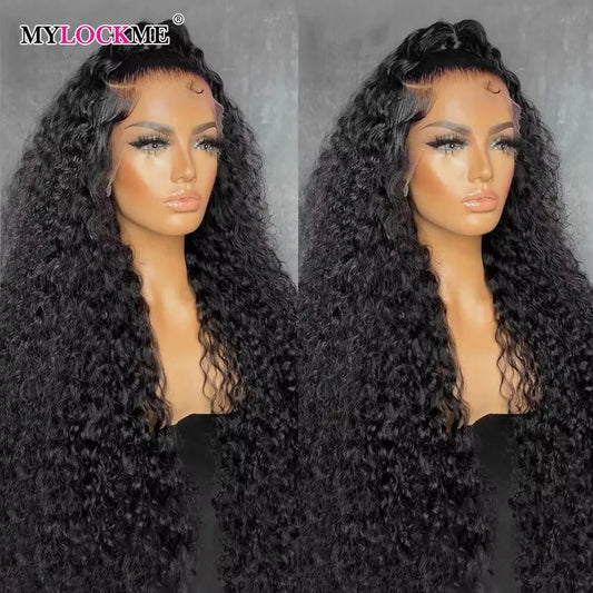 Indian Human Hair Wigs 200% Deep Wave Kinky Curly 13x4 13x6 HD Lace Frontal Wigs Pre Plucked 4x4 Lace Closure Human Hair Wig