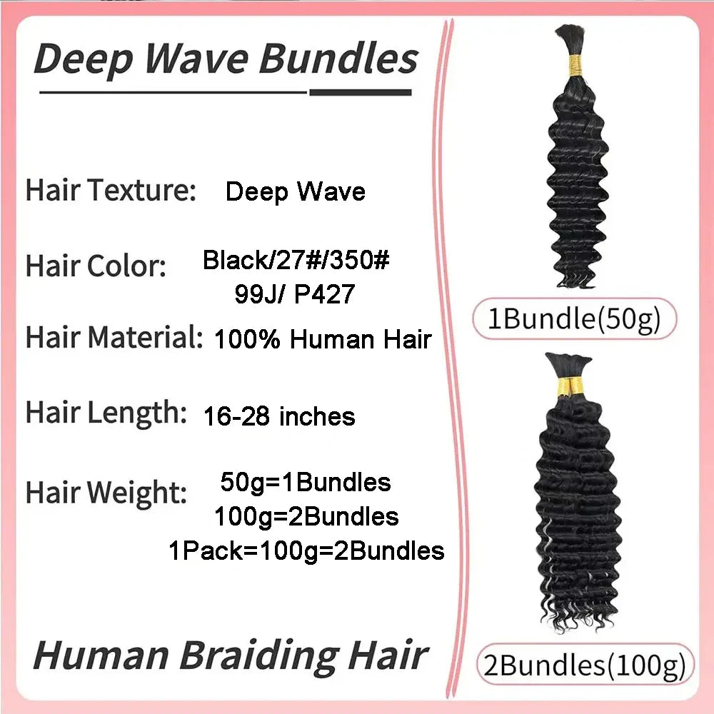 5 colors Boho Braids Human Hair 2/4/6 bundles Bulk Hair For Braiding Boho Locs Add-in Bundles Braiding Hair for Women