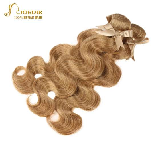 Joedir Wholesale Honey Blonde 27 Color 1/3/4 Bundles Human Hair Brazilian Remy Body Wave  Hair Can Made To Wig Remy Extensions